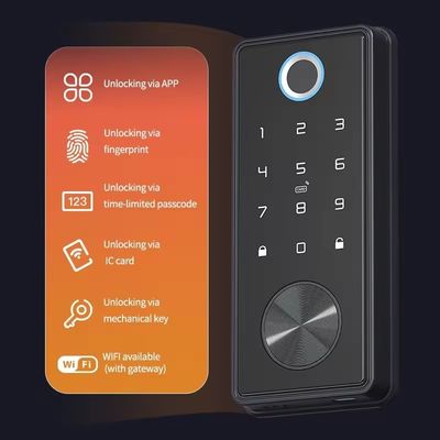 Fermeture de porte d'empreintes digitales en alliage de zinc argenté pour le bureau à domicile WiFi Tuya Network Compatible