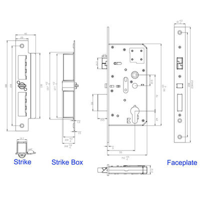 Classification CE de polymath mortise Z5572 en acier inoxydable 304 pour les bâtiments commerciaux