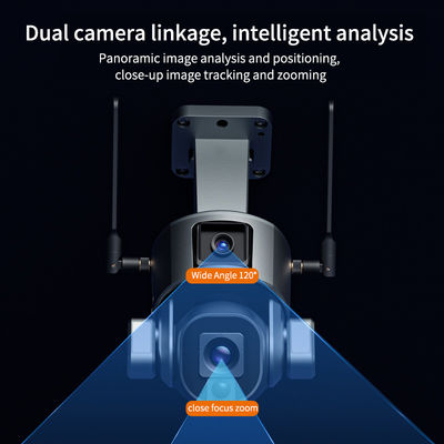Caméra de surveillance à double objectif humain solaire 4K avec stockage à bord et alimentation solaire