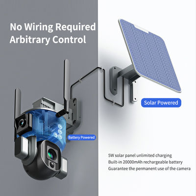 Surveillance WIFI sans fil avec double caméra solaire 4K 10X zoom optique et vision nocturne