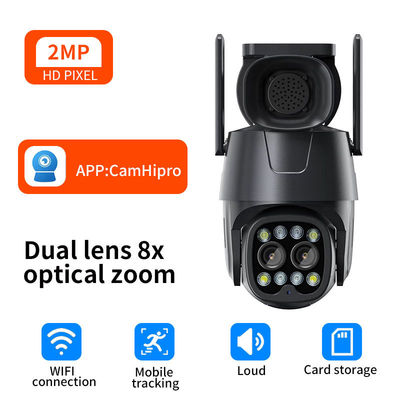 2.8 Caméra IP PTZ à double objectif de 8 mm avec détection humaine zoom hybride et capacité audio