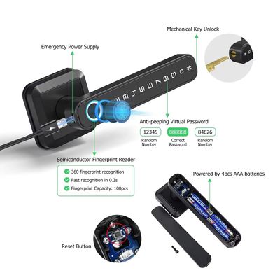 Cartes mémoire stockage de données Smart Lock pour porte en bois imperméable IP66 empreinte digitale Wifi