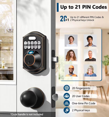 Entrée sans clé empreinte digitale Fermeture de porte Tuya Carte mémoire intelligente Option de stockage de données Gris