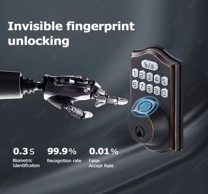 Entrée sans clé empreinte digitale Fermeture de porte Tuya Carte mémoire intelligente Option de stockage de données Gris