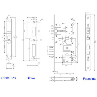 Serrures de porte de ménage Norme européenne EN12209 Moteur à l'intérieur plus rapide Double liaison Corps de serrure électrique