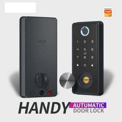 Le verrouillage numérique de la porte Tuya Smart Wi-Fi Noir déverrouille avec code APP et empreinte digitale