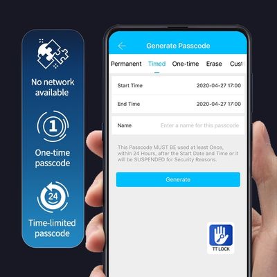 PolyMath TT App Cylinder Smart Lock de porte d'entrée pour code de porte en bois