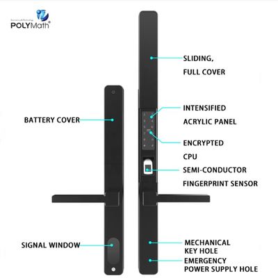 Réseau Blue Tooth Porte en aluminium Tuya Fermeture à empreintes digitales étanche BLE WIFI Fermeture de porte intelligente