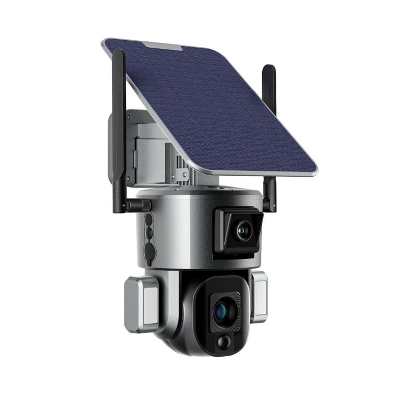 Surveillance WIFI sans fil avec double caméra solaire 4K 10X zoom optique et vision nocturne
