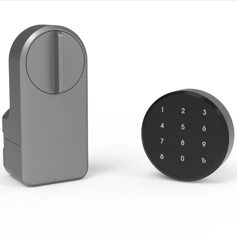 Présentation de la serrure de porte Wifi grise pour le stockage de cartes mémoire Tuya Wooden Doors