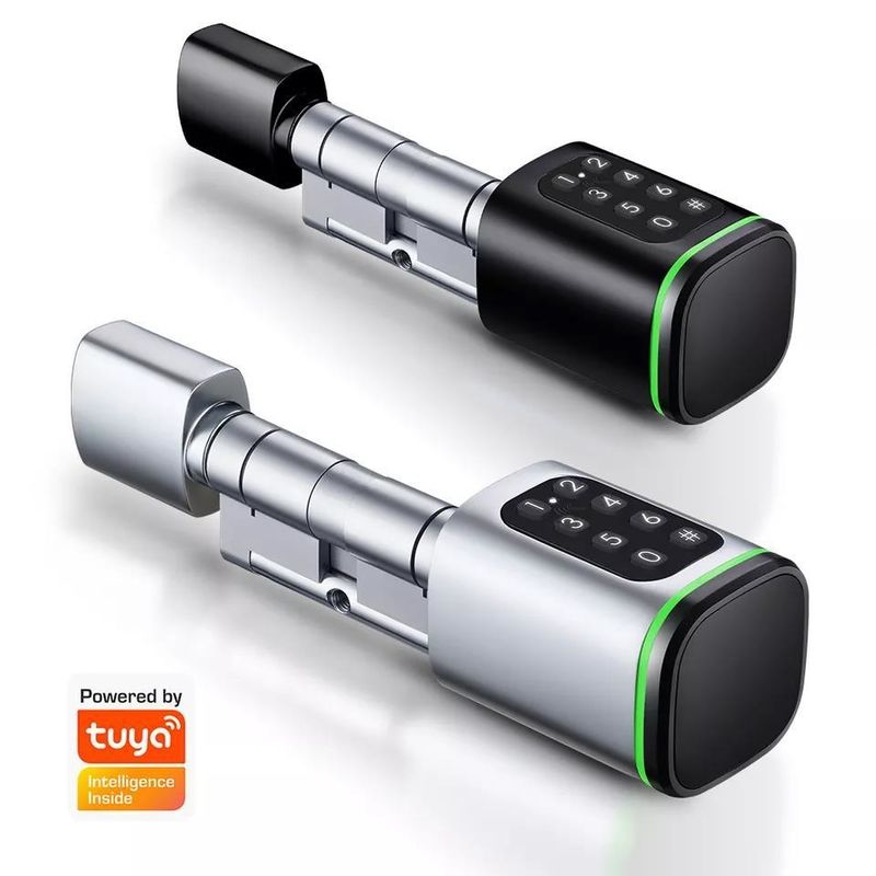 Épaisseur de la porte 35-45 mm Tuya App Déverrouilleur de porte électronique numérique intelligent cylindrique